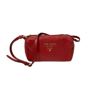 Prada Vitello Daino Vitello Phenix double zip camera crossbody bag Red